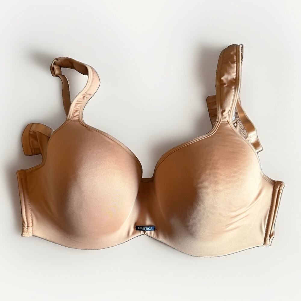 Nautica Intimates Smooth T-Shirt Bra 42D Nude Smoothing Underwire Wide Strap